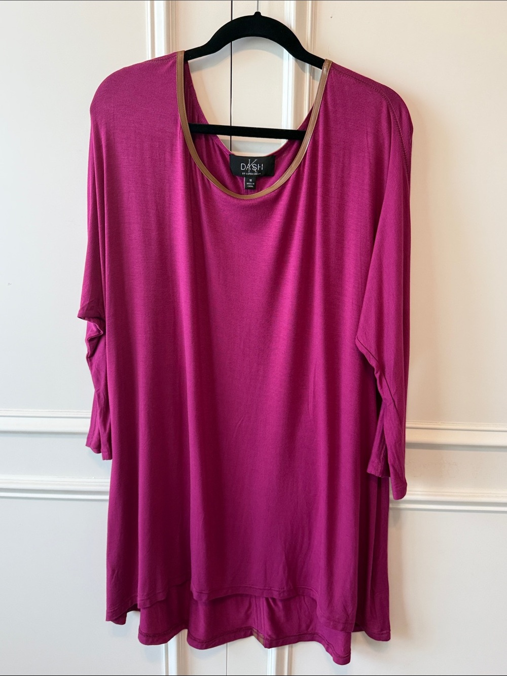 Kardashian Kollection Deep Magenta Tunic with Contrast Trim